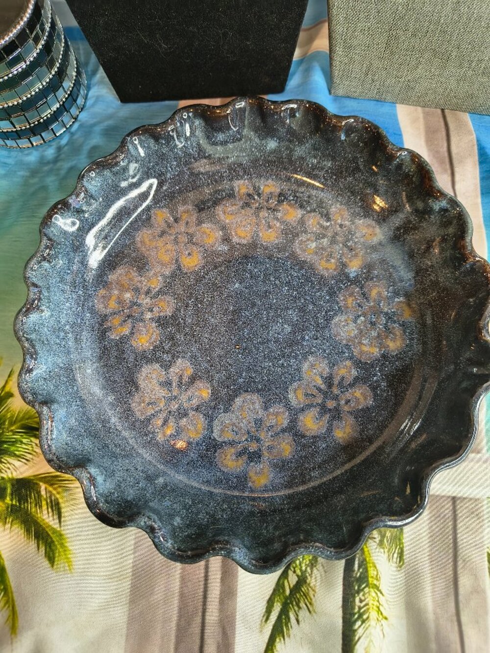 Clancy Blue Speckled Glazed Pie Dish